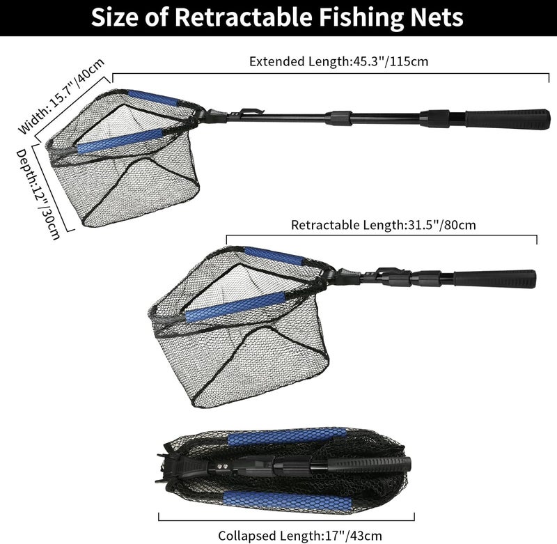 Yeahmart Fishing Net Minnow Nets with Aluminum Collapsible Telescopic Fishing Pole Handle and Nylon Mesh, Small Fishing Landing Net for Saltwater Freshwater, Kids, Men, Women, Extends to 21-75 inch - Image 3